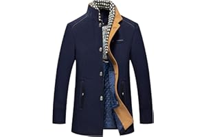 APTRO Mens Jacket Winter Coat 80% Wool Coats Warm Casual Overcoat Outwear Business Single/Double Breasted Black Trench Jacket 2101