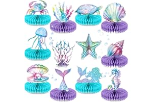 FloralGrace 12 Stück Meerjungfrau Party Meerjungfrau Deko Kindergeburtstag Waben für Unterwasserwelt Deko Meerestiere Figuren Tisch Waben Baby Dusche Party