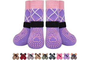BEAUTYZOO Chaussettes pour chien pour éviter de lécher les pattes pour les planchers en bois dur, antidérapantes, chaussures pour chien pour plancher chaud/froid, bottes antidérapantes et protections