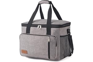 Vivo Technologies Cooler Bag Thermal Insulated Picnic Family Lunch Bag Waterproof Cool Bags Large Shopping Bag for Beach Picnic Camping Travel Grey