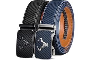 BULLIANT Cintura Uomo 2 Pezzi, Cintura Uomo Pelle Cricchetto Automatica Fibbia 35mm,Trim Regolabile per Adattars