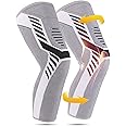 yeloumiss Full Leg Compression Sleeve 1 Pair Long Knee Braces for Women and Men Knee Support with Non Slip Silicone for Sports Running Arthritis Meniscus Tear Knee Pain (Gray, XX-Large)