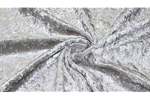 THEFABRICTRADE Crushed Velvet Fabric Craft Stretch Velour Material - Soft Furnishing & Craft Velour Fabric - 150cm Wide (Platinum Silver, Sold by The Metre)