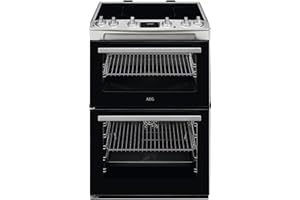 AEG 5000 Series SurroundCook Cooker with Induction Hob CIX6540ACM, Capacity 77/39L, Double Cavity Electric, Catalytic Self-Cleaning Oven, Grill Function, Heat Indicators, Cooling Fan, 894x600x600 mm