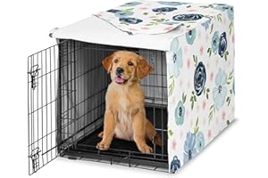 Sweet Jojo Designs 36in. Medium Dog Crate Cover (Blue/Pink Boho Floral) for Girls Pet Cage, Kennel Covers (Watercolor, Flower, Elegant Rose, Bohemian, Shabby Chic, Farmhouse Nature, Navy, Blush, Grey)