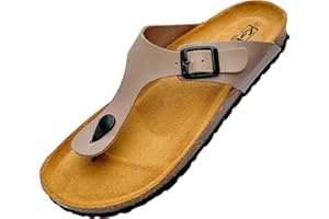 GONKOS®, Sandali in Pelle, Sottopiede anatomico in Sughero, Vera Pelle, Sughero Naturale, Fibbia Regolabile, Infradito Unisex, Suola Antiscivolo in Eva, Sandalo di qualità Made in Spain