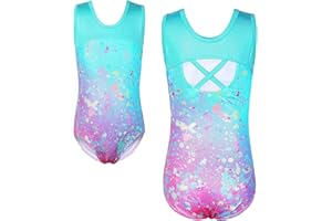 HUAANIUE Ragazza Ginnastica Body a Maniche Lunghe Balletto Body Blu Ragazze Sportwear Danza Viola Gym Vestito Atletico Body Balletto Bambini Costume