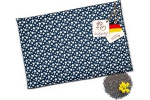 ‎NAVANGO navango® Körnerkissen für Mikrowelle & Backofen geeignet | Marineblau mit Sternmuster | Mit Rapsfüllung handgefertigt in Deutschland | ca. 30 x 20 cm | OEKO-Tex Baumwolle
