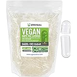 Capsules Express- Size 00 Clear Empty Vegan Capsules 1000 Count - Kosher and Halal Certified - Gluten-Free Vegetarian/Vegetab