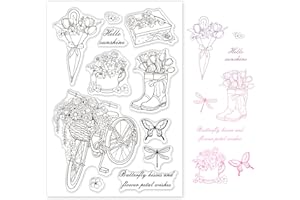 GLOBLELAND Tampon Transparents en Silicone Thème du Printemps Clear Timbre pour DIY Scrapbooking Album Photo Décorations Fabrication de Cartes