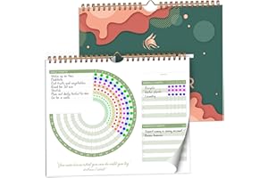 Clever Fox Calendrier des habitudes circulaires – Suivi des habitudes quotidiennes inspirant sur 24 mois avec pages colorées – Journal de planification de routine et d'objectifs (vert foncé et rouge)
