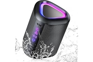 aowoka Bluetooth Lautsprecher mit Licht, 2025 Musikbox Tragbarer Box, Bluetooth 5.4, 30 St, Verbesserter Bass, IPX7 Wasserdicht, Outdoor Lautsprecher für Reisen, Sport, Party, Radfahren