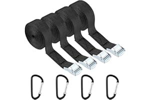 CYZBL 4Pcs Nylon Tie Down Straps, 1M * 2CM Adjustable Cargo Straps for Motorcycle, Cuttable Orange Webbing for Backpack for Motorcycle Luggage (Black)