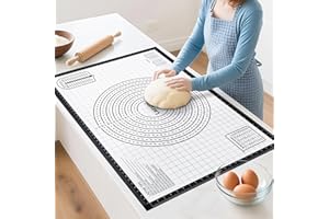 Lazymi Grand Tapis Silicone Patisserie: 91 x 61 cm Tapis de Cuisson pour Four - Antidérapant Plaque Patisserie avec guide des mesures - Antihafte Tapis Silicone Cuisine pour Pizza/Biscuit/Pâte (Noir)