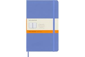 Moleskine - Carnet Classique Ligné, Couverture Rigide et Fermeture Elastique, Format Large 13 x 21 cm, Couleur Bleu Hortensia, 240 Pages