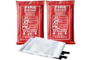 BRENSTEN Emergency Fire Suppression Blankets 40" x 40" Fire Proof Fiberglass Blanket for Survival - High Heat Resistant Fire Extinguisher for Office, Home, Kitchen, Grill, Camping, Car, School, etc. 2-Pack