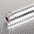 Openja Waterproof Kitchen Stickers for Cabinets Kitchen Oil Proof Sticker Roll Backsplash Wallpaper for Wall Self Adhesive Shelf Drawer Liner Stove Heat Resistant Contact Paper (Silver Cube, 60*200cm)