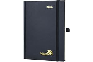 POPRUN Agenda 2026 Semana Vista Medio 22 x 16,5 cm, Tapa Dura en Planificador 12 Meses de Ene 2026 a Dic 2026, Bolsillo de Papel Plegable, 100 GSM Papel, negro