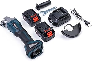 KNAKASAKI | Amoladora Angular Batería, 115mm, 25V | Potente Y Versatil | Incluye 2 Baterías Y Cargador Universal | Motor Sin Escobillas | Cuerpo Delgado Para Mejor Agarre | Uso Profesional Y Personal