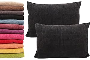 Meishida Juego de 2 Fundas de Cojín 40 x 60 cm Tejido de Chenilla Suave, Fundas Almohada con Cremallera Oculta Decorativa para Sofá y Cama (Negro, 40 x 60 cm)