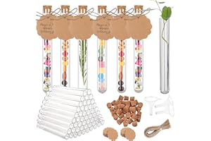 Rhimooay 40 Stück Reagenzgläser für Blumen, 16x150mm Reagenzglas mit Korken, Reagenzgläser mit 40 Stück Kraftpapieranhänger, 4m Hanfseil, 3 Stück Trichter, für Gastgeschenke Candy Liquids Spices