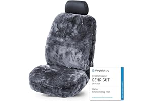 Walser 20038 Trish pokrowiec na fotel samochodowy z naturalnej skóry jagnięcej/owczej, antracyt, 12 do 14 mm