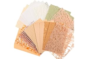 WY LIGHTING LEVEL Lot de 32 feuilles de papier de scrapbooking texturé vintage en maille - Assortiment de fournitures esthétiques, décoratives, fait à la main