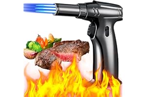 XUBX Blow Torch, Professional Culinary Kitchen Blow Torches w/Adjustable Flame and Safety Lock, Refillable Mini Blow Torch Lighter for Crafts Cooking BBQ Baking DIY Soldering(Butane Gas Not Included)