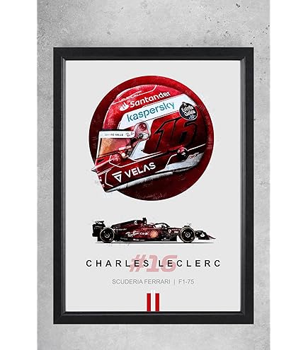Iconic Pics Charles Leclerc Signed Mounted Photo Display Ferrari