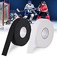 Huiguli Racket Tape, 2 Rolls Waterproof Ice Hockey Tape, 25 m x 25 mm, Self-Adhesive Grip Tape, Sports Tape, Non-Slip Grip Tapes for Hockey Sticks, Tennis Rackets, Badminton Racket (Black & White)