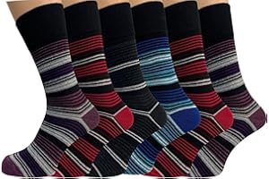 SEVELLO CLOTHING 6 Pairs Mens Diabetic Socks - Cotton Rich Soft Non Elastic Sock for Men - Non Binding Top for Swollen Ankles - Diabetic Socks Mens Size 6-11 UK