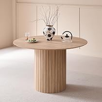 Ensemble Table Ronde + 4 Chaises à Manger – Table 100 Cm Plateau Marbre, Chaises En Lin, Style Moderne Pour Salle à Manger