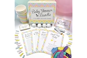 GUTTER GAMES GutterGames 7 Baby Shower Games Bundle - Exciting Baby Shower Games for Icebreakers, Neutral Decorations, Favours, and Balloons - Ideal for Gender Reveal Parties and Baby Shower Ideas (7 Games)