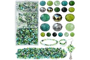 SUNHATY 1000 Stück Facettierte Glasperlen Rondelle Kügelchen 4mm 6mm 8mm Kristall Facettierte Perlen für Armbänder Halskette Ohrringe Schmuckherstellung - Grün