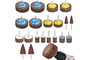 Flap Wheel Set 80 Grit (20PCS) Cone Shape Abrasive Sandpaper Lamellar Grinder Sanding Attachment by Gekufa for 6mm Shank Drill, Straight Grinder for Remove Rust/Weld Burr/Grinding