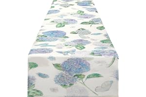 THKO Tischläufer Hochzeits Grüne Dekoration: Tischläufer Leinen aus Frischem Blumen - Waschbar Tischläufer Sommer Modern - Boheme Tischdekoration Geburtstag 33×183cm