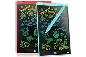 [2 STÜCKE] LCD Schreibtafel 10 Zoll, Genialba Buntes LCD Schreibtablett, LCD Writing Tablet, Elektronischer Tablette, Grafiktablett für Kinderspiele 3 4 5 6 7 Jahre Jungen Mädchen (Rot&Blau)