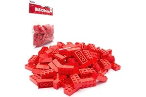BRICK FLIP Lego klocki Classic, czerwone, 2 x 4 klocki, 100 sztuk – zestaw startowy lub rozszerzenie do klocków Lego Box i płyty Lego | Basic Bricks (3001)
