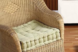 HOMESCAPES Sage Green Armchair Booster Cushion Large Firm 50 cm Square Seat Pad with Supportive 10 cm Thick Lift Luxury Soft Touch Cotton Cushion For The Elderly, Post-Operative and Pregnancy