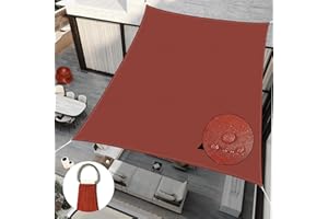 RICHIE Sun Shade Sail Square 3m x 3m Waterproof, 98% UV Block Awnings for Patios with Free Rope, Sunscreen Awning Canopy, Rectangular Garden Shelter for Outdoor Garden Patio Yard Lawn, Wine red