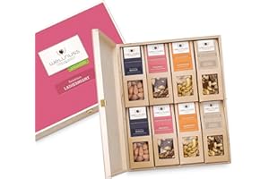 ‎WELLNUSS WELLNUSS Geschenkset für Frauen "Ladiesnight“ mit edlen Nussmischungen | 8 Premium Snacks in der Birkenholzbox (8 x 60-70 g) I Vegan I Geschenk für Frau, Freundin, Mama I Zum Geburtstag, Muttertag