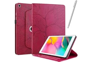 Netany Funda para Samsung Galaxy Tab A 8.0 2019 (Sm-T290 / Sm-T295) con lápiz Capacitivo, Piel sintética con Tapa función Atril Soporte para lápiz Árbol de La Vida Funda - Rojo