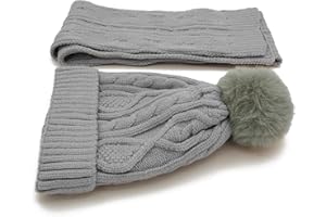 QUOM Gorro niño invierno y bufanda, Gorro y bufanda de punto, Conjunto de bufanda y gorro unisex, 2 piezas abrigo niño y niña, Kit invierno para niños y niñas