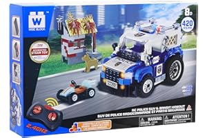 W WISE BLOCK Wise Block W Juego de construcción de Coches teledirigidos, Juguete para niños 8 9 10 11 12+ años Niño Niña, Nivel Avanzado - Policía vs Ladrones