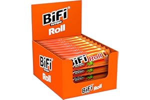 BiFi Roll, Salamino Snack in Morbido Panino, Formato Tascabile), da Gustare in Viaggio, in Ufficio o Quando fai Sport, Con Pepe, Coriandolo e Aglio, Confezione da 24 (24 X 45 g)
