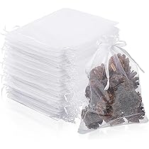 DERAYEE 50 Sacchetti In Organza Bianca Con Cordoncino – 7x9 Cm Per Bomboniere Matrimonio - 4