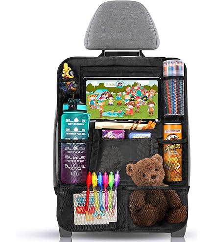 Organizer Per Sedile Auto Bambini - 2 Pezzi Nero, Protezione E Portaoggetti Per Sedile Posteriore - Foto 5