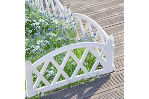 Sungmor Recinzione da giardino, bordo in plastica bianca, aiuole, aiuole, bordi decorativi, pannelli decorativi per esterni, confezione da 4 (lunghezza totale 244,5 cm), leggeri e facili da installare