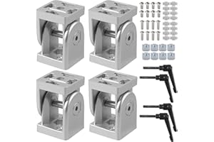 Kamtop Lot de 4 connecteurs articulés 4040 rainure 8,Connecteur d'angle réglable,Profil en aluminium,Avec levier de serrage,Accessoires de montage pour profilé en aluminium