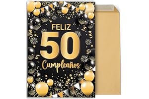 CONTRAXT Tarjeta regalo felicitación de Cumpleaños 50 Años. Detalle regalo postal original grande 42x30 cm abierta felicitaciones feliz cumpleaños familia amigos compañeros (50 Años)